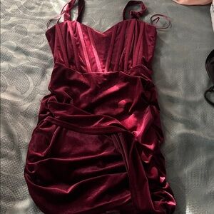 Elegant Burgundy Velvet Dress